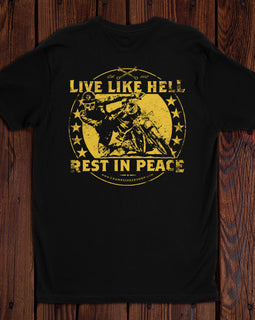 Champ's Speedshop - Live Like Hell, Rest in Peace T-shirt