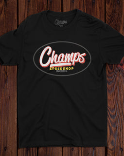 Champ's Speedshop - Land of Misfit Cars T-shirt
