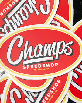 Champ's Speedshop - Matte Vinyl Sticker 4.8" x 3"